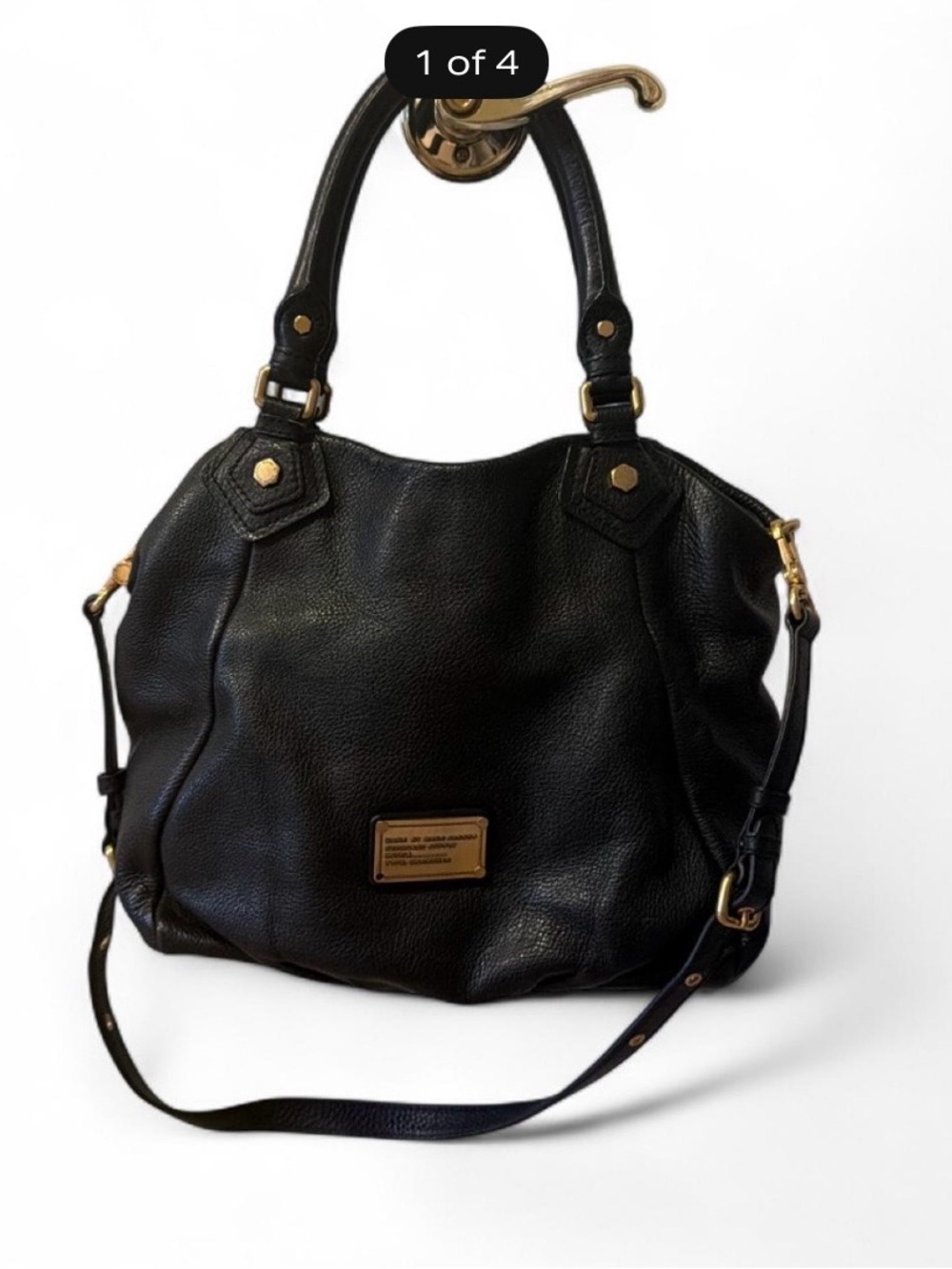 Marc by Marc Jacobs Black Leather Shoulder Bag with Gold Hardware